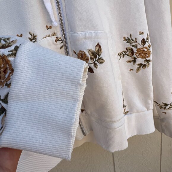 Driftwood Teddy Full Zip Hoodie Women's Medium White Floral Embroidered Western - Picture 4 of 11